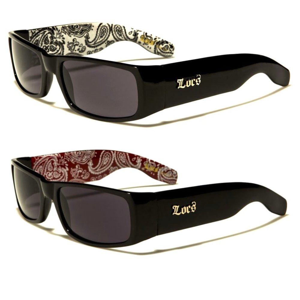 2 Pack 9006 Locs Sunglasses 1 Red and 1 White Bandana